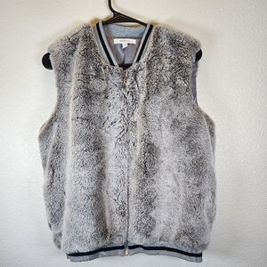 Wren & Willa Women Sleeveless Front Zipper Fur Gray Vest Jacket Size XS